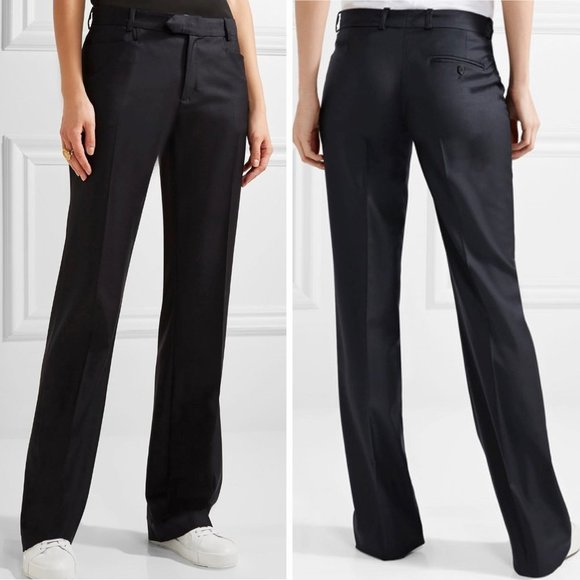 Joseph 2 Black Rocker Wide Leg Stretched Wool Pant